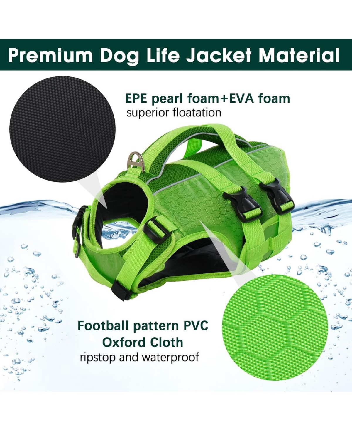 High-Flotation Ripstop Reflective Safety Life Vest for Dogs with Rescue Handle