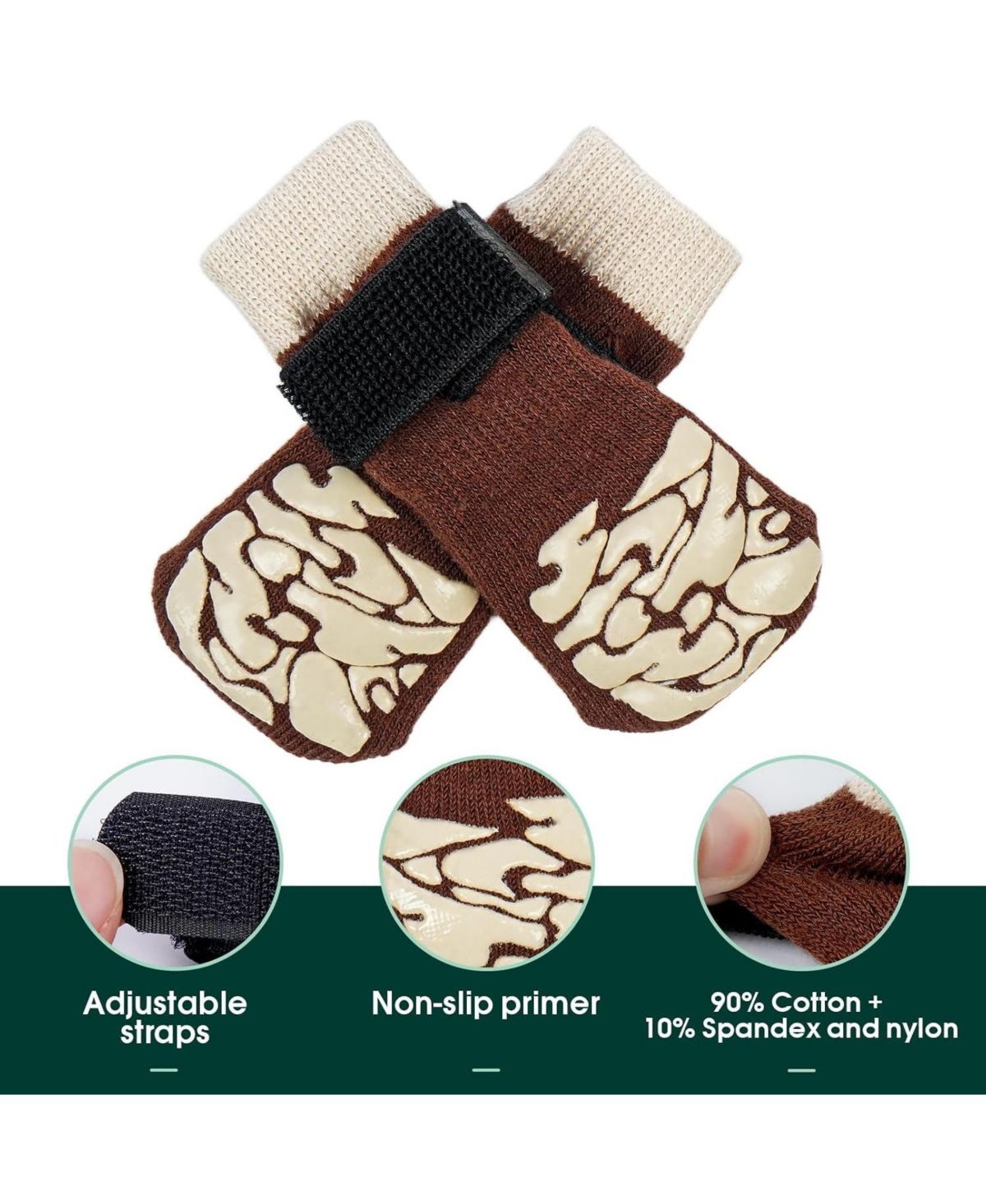 Non-Slip Breathable Recovery and Protective Dog Socks with Adjustable Straps, Set of 4