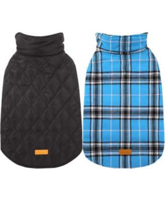 Reversible Waterproof Fleece-Lined Dog Jacket with Leash Access for Cold Weather
