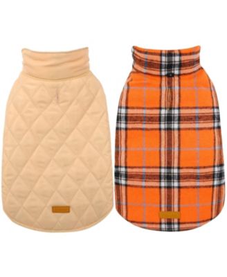 Reversible Waterproof Fleece-Lined Dog Jacket with Leash Access for Cold Weather