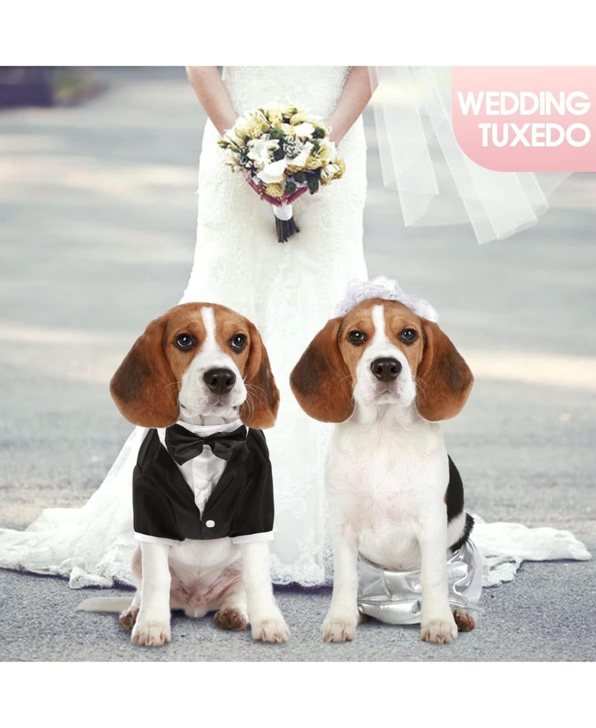 Formal Polyester-Cotton Tuxedo Suit with Bow Tie for Dogs