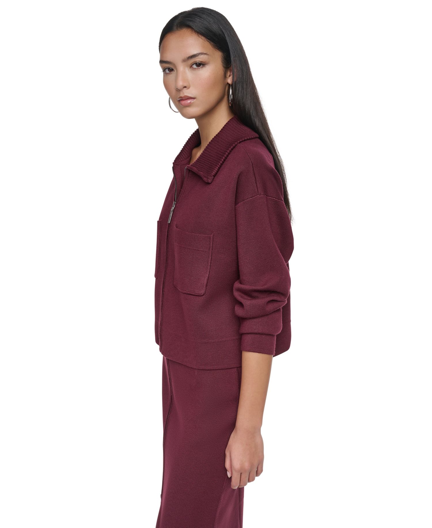 Women's Zip-Up Collared Sweater Jacket