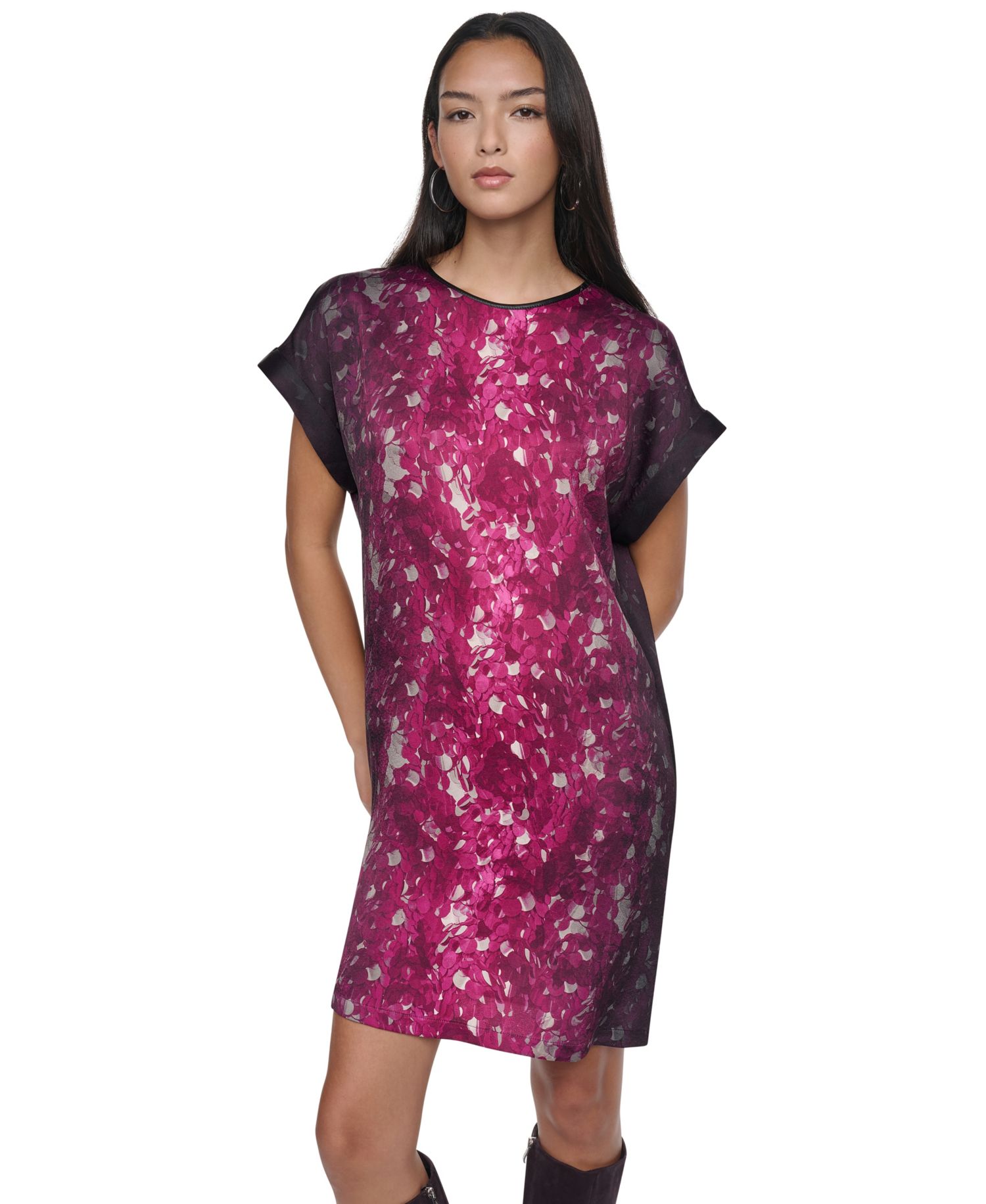 Women's Printed Short-Sleeve Shift Dress
