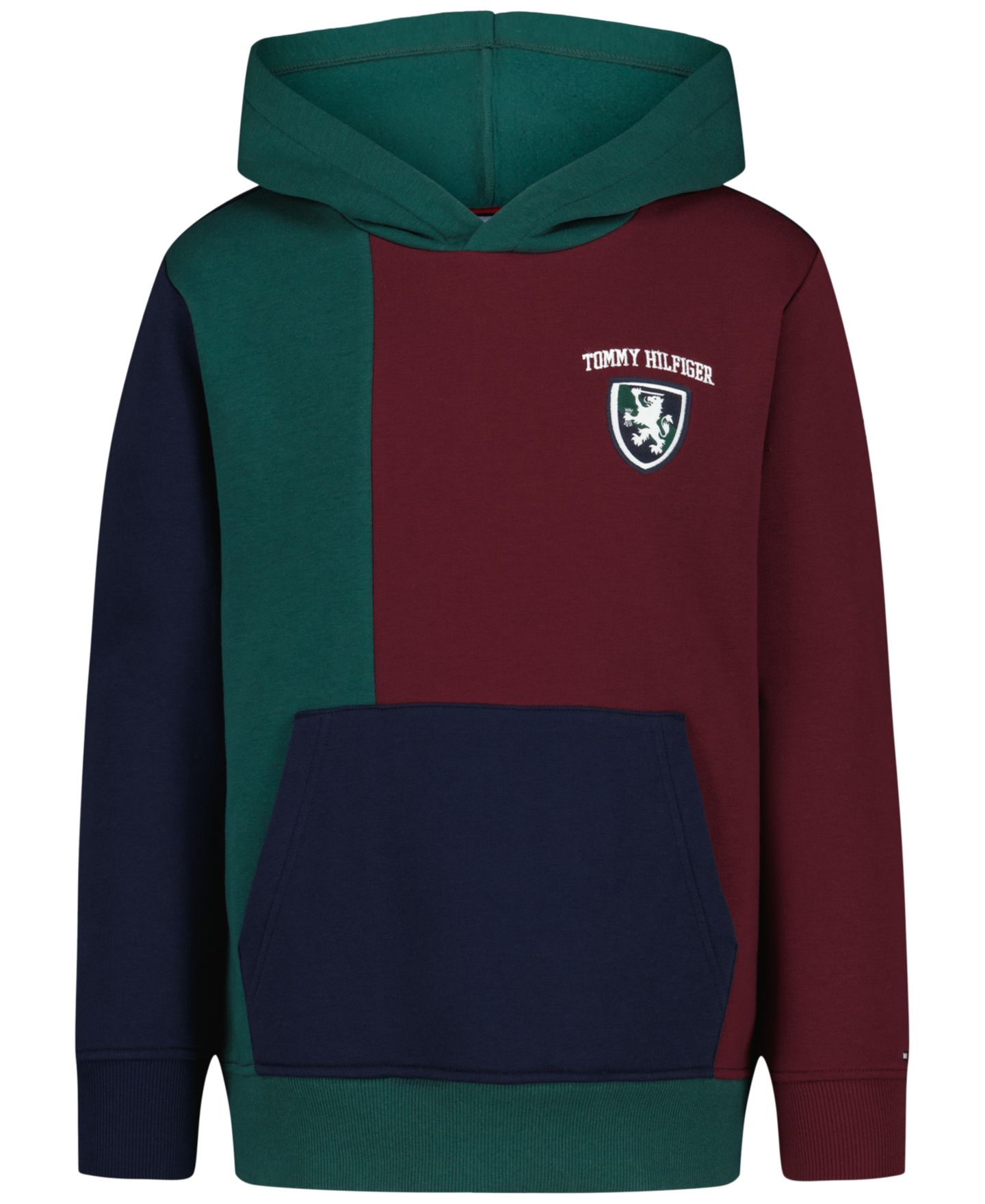 Худи Tommy Hilfiger Griffin Badge Colorblock Kangaroo Pocket Pullover для мальчиков, цвет: June Bug — фото 6