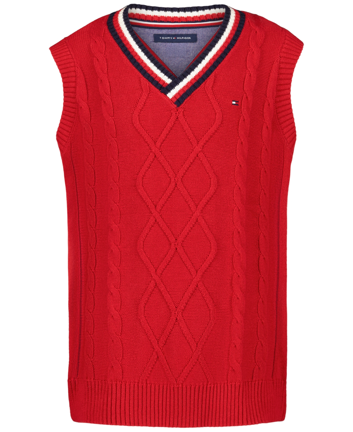 Tommy Hilfiger Boys' 8-20 Cable V-Neck Sweater Vest, Created for Macy's