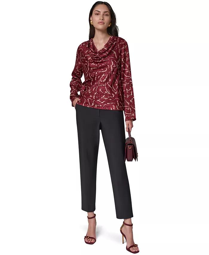 Women's Long-Sleeve Burnout Cowl-Neck Blouse - thumbnail 3