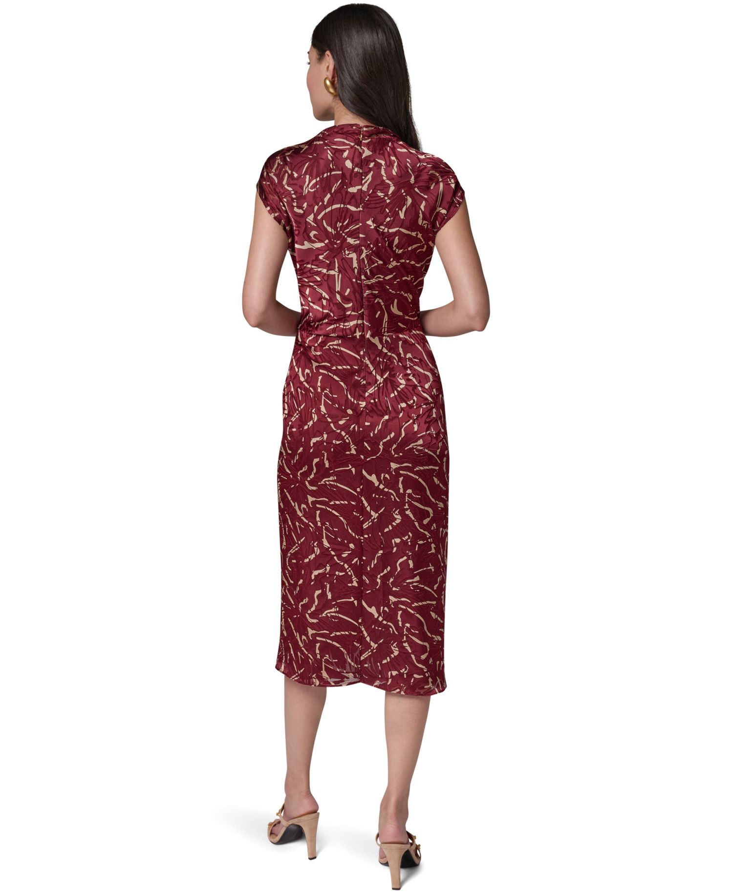 Women's Cowl Neck Burnout Midi Dress