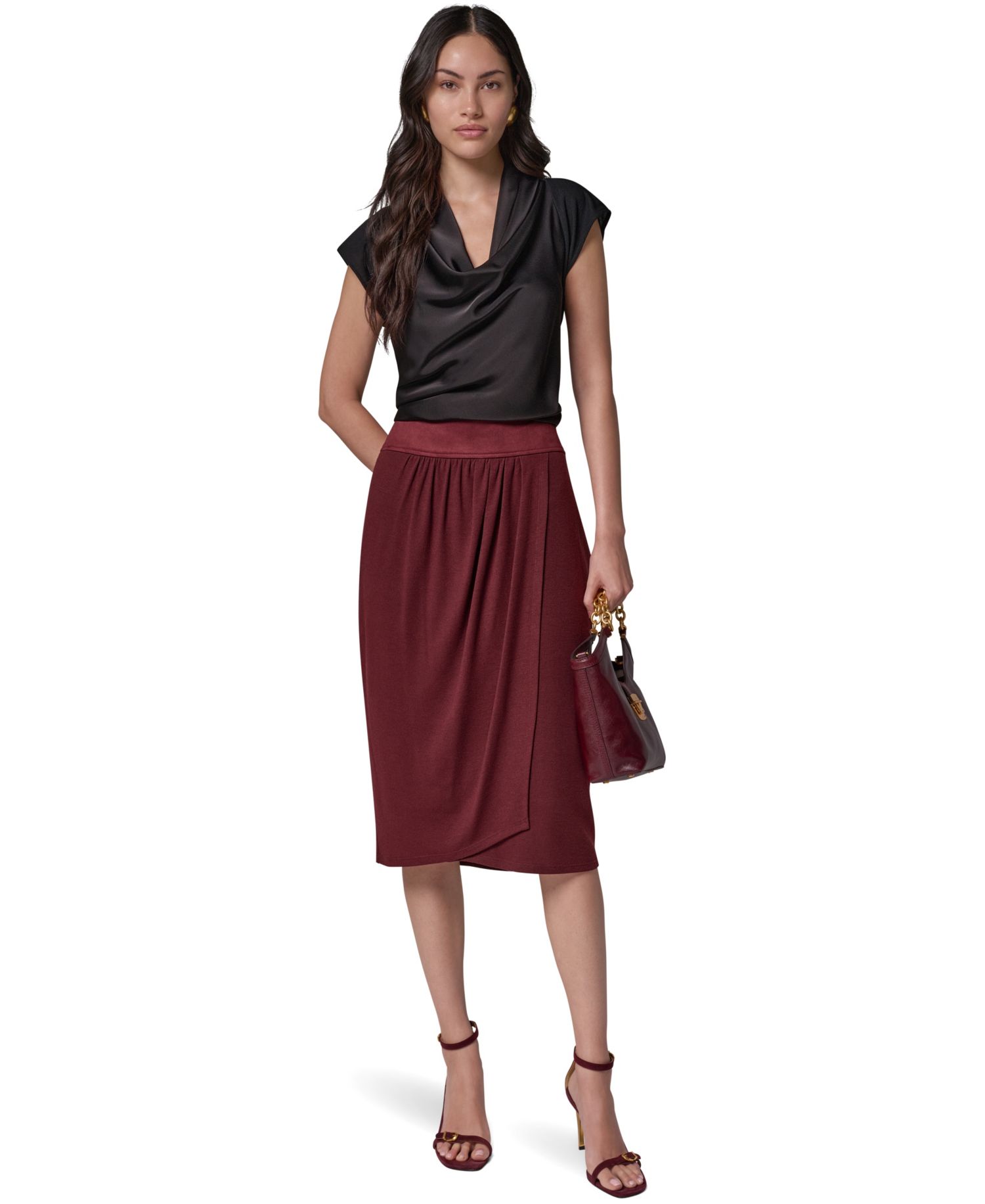 Women's High-Waisted Midi Wrap Skirt
