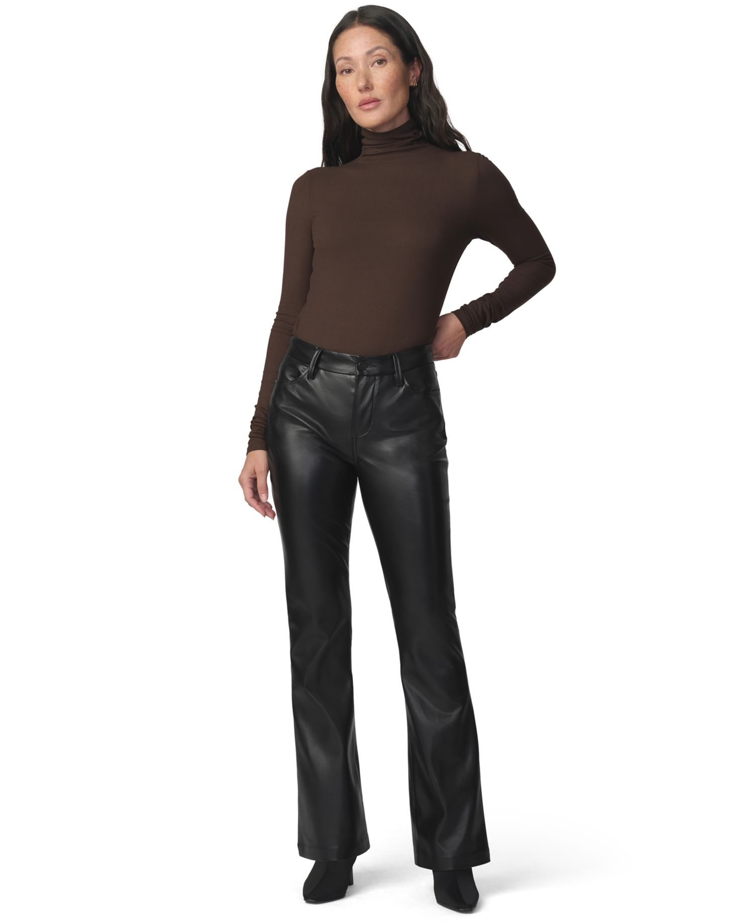 Petite Provocateur High-Rise Bootcut Faux-Leather Pants