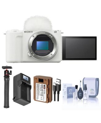 Alpha ZV-E10 II Camera, White,w/Extra Battery,Charger w/Plate,Tripod