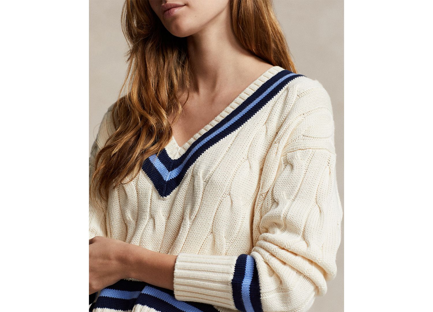 Women's Cable-Knit Cotton Cricket Sweater