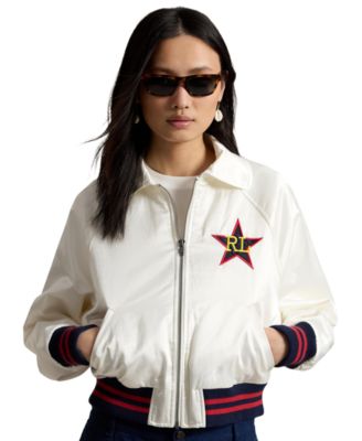 Women's Spread Collar Long-Sleeve Bomber Jacket