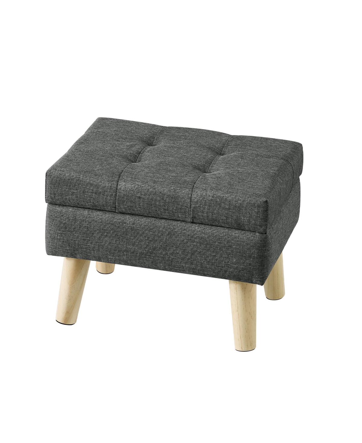 SongmicsHome Ottoman with Wood Legs, Foot Rest, Small Table, for Hallway, Living Room, Linen-Look Fabric