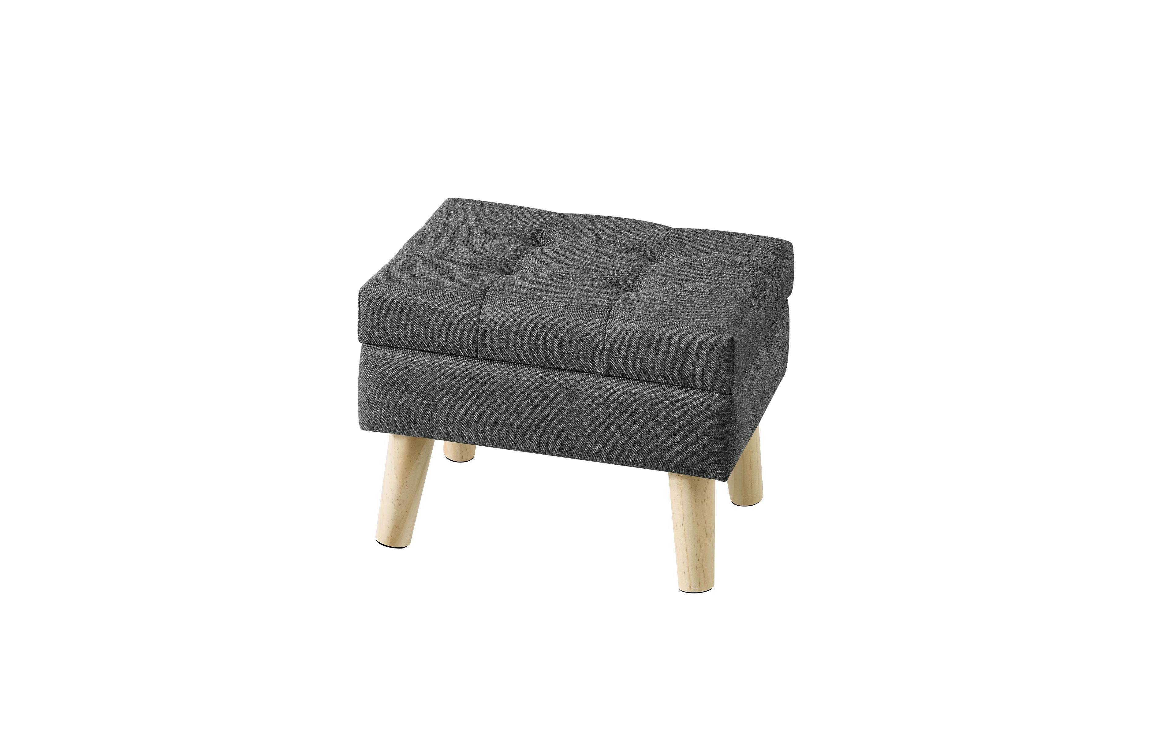 SongmicsHome Ottoman with Wood Legs, Foot Rest, Small Table, for Hallway, Living Room, Linen-Look Fabric