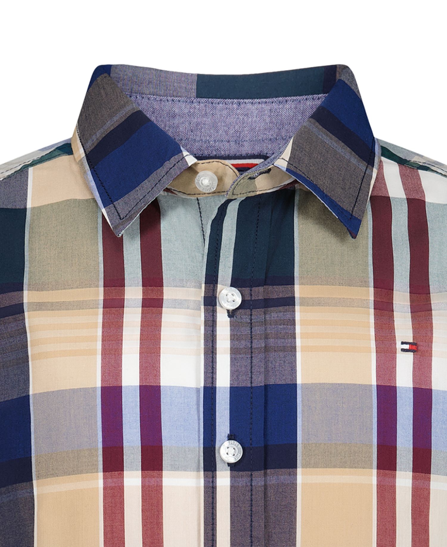 Boys' 2-7 Long-Sleeve Point-Collar Plaid Shirt