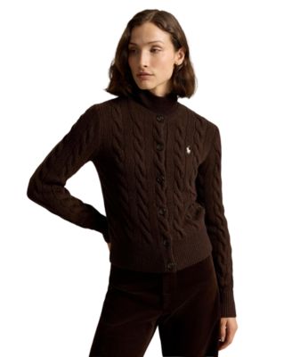Women's Cable-Knit Wool-Cashmere Cardigan Sweater