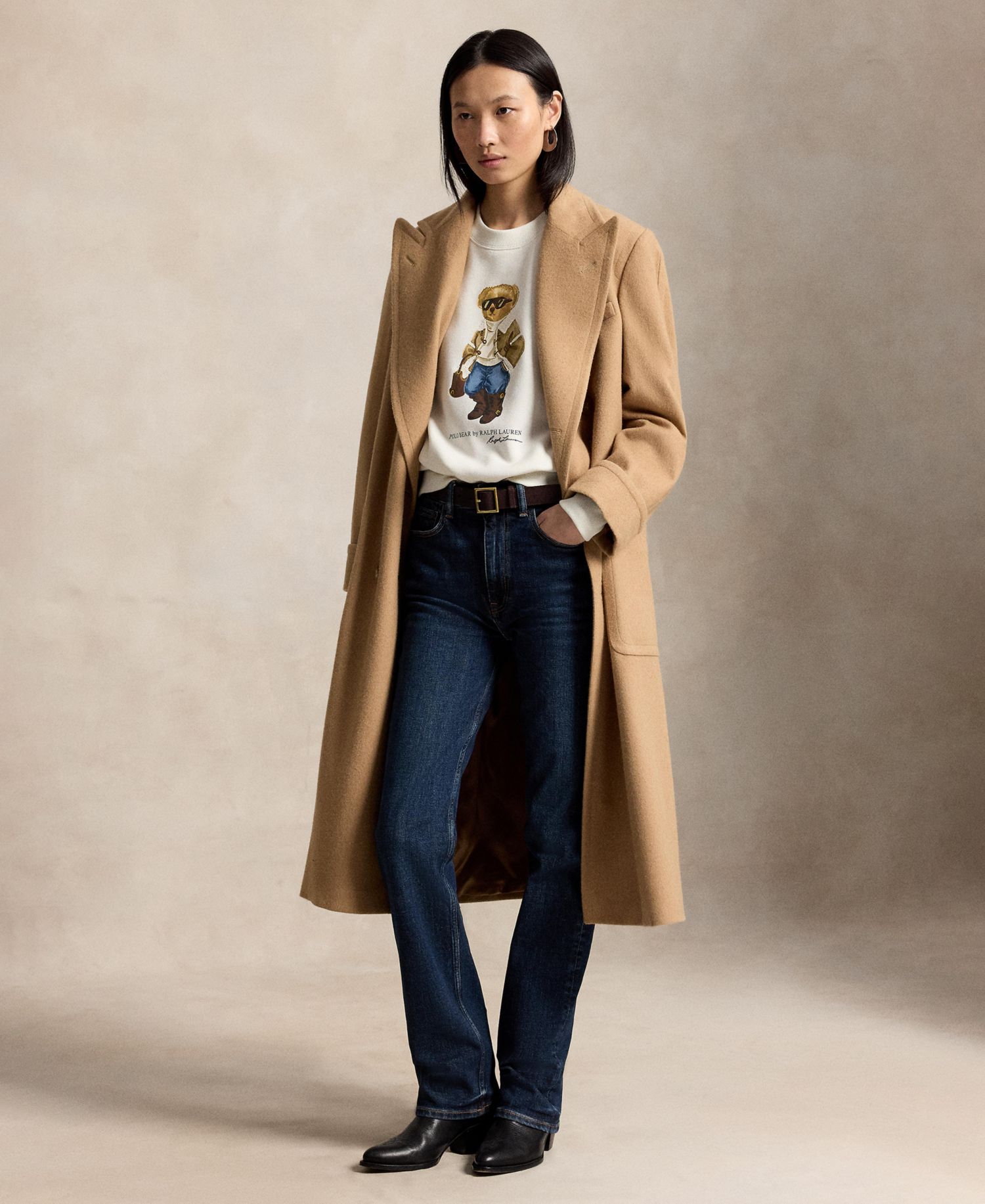 Women's Winter Polo Bear Fleece Crewneck Sweatshirt