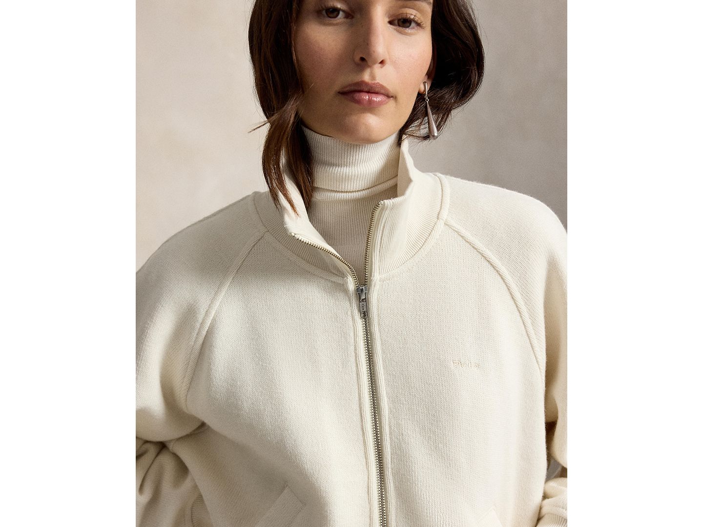Женская куртка Polo Ralph Lauren Lofty-Knit Wool-Blend Bomber, цвет: Тёплый кремовый — фото 4