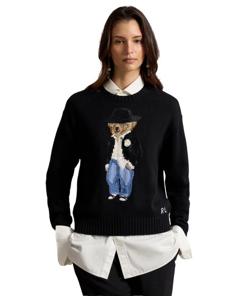 Женский свитер Polo Ralph Lauren Polo Bear Long-Sleeve Crewneck, цвет: Чёрный