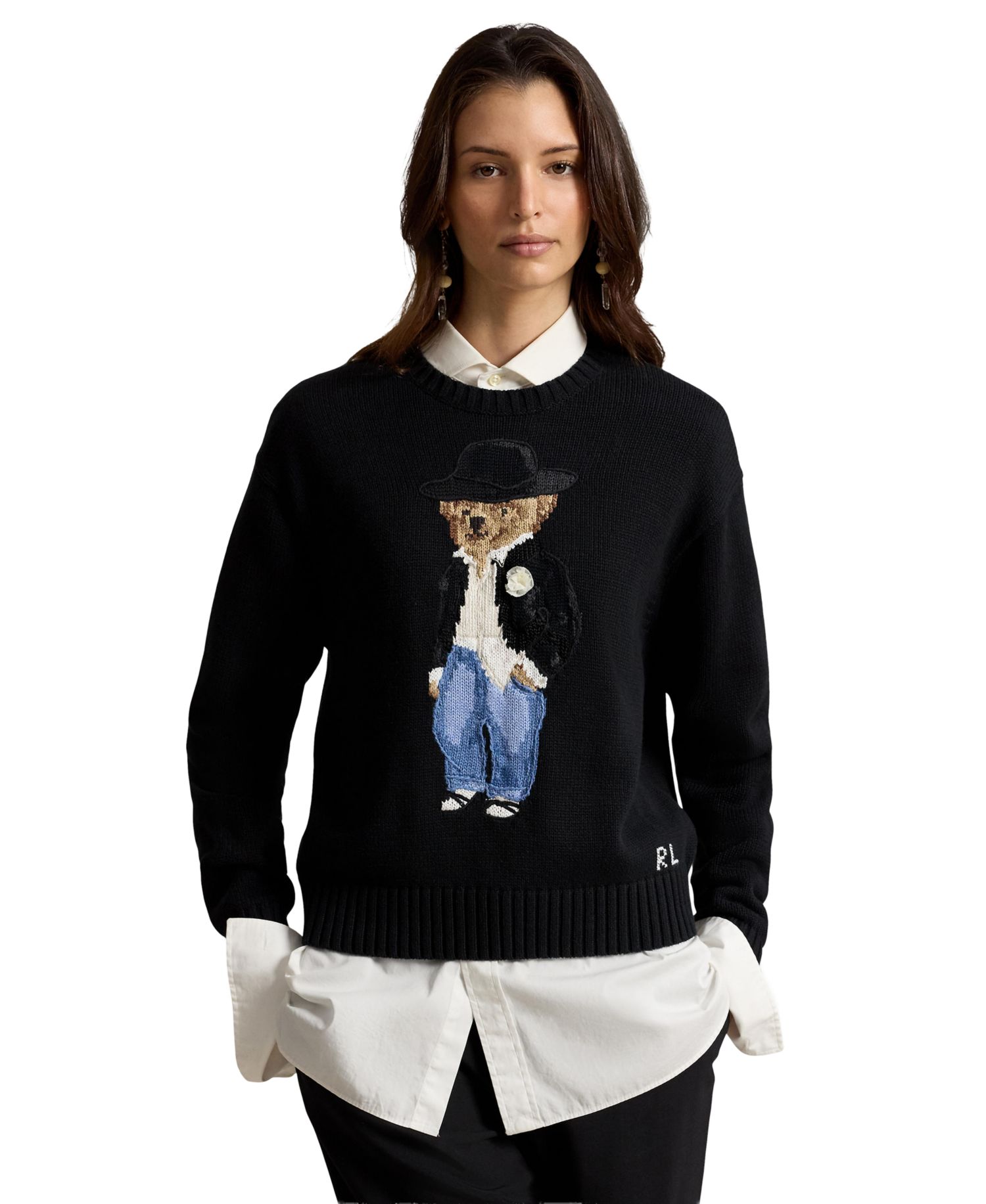 Women's Polo Bear Long-Sleeve Crewneck Sweater
