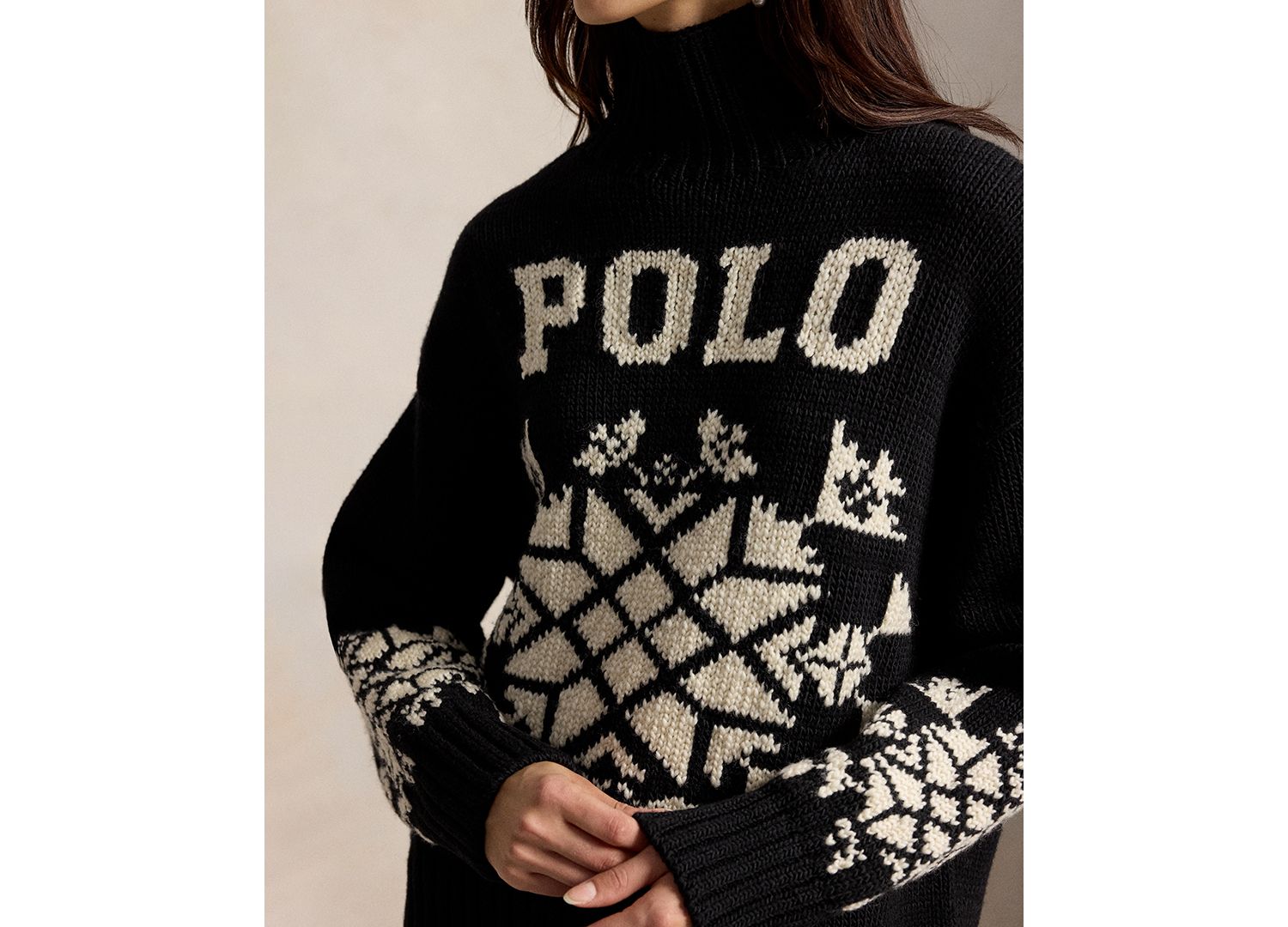 Women's Intarsia-Knit Snowflake Wool-Blend Turtleneck Sweater