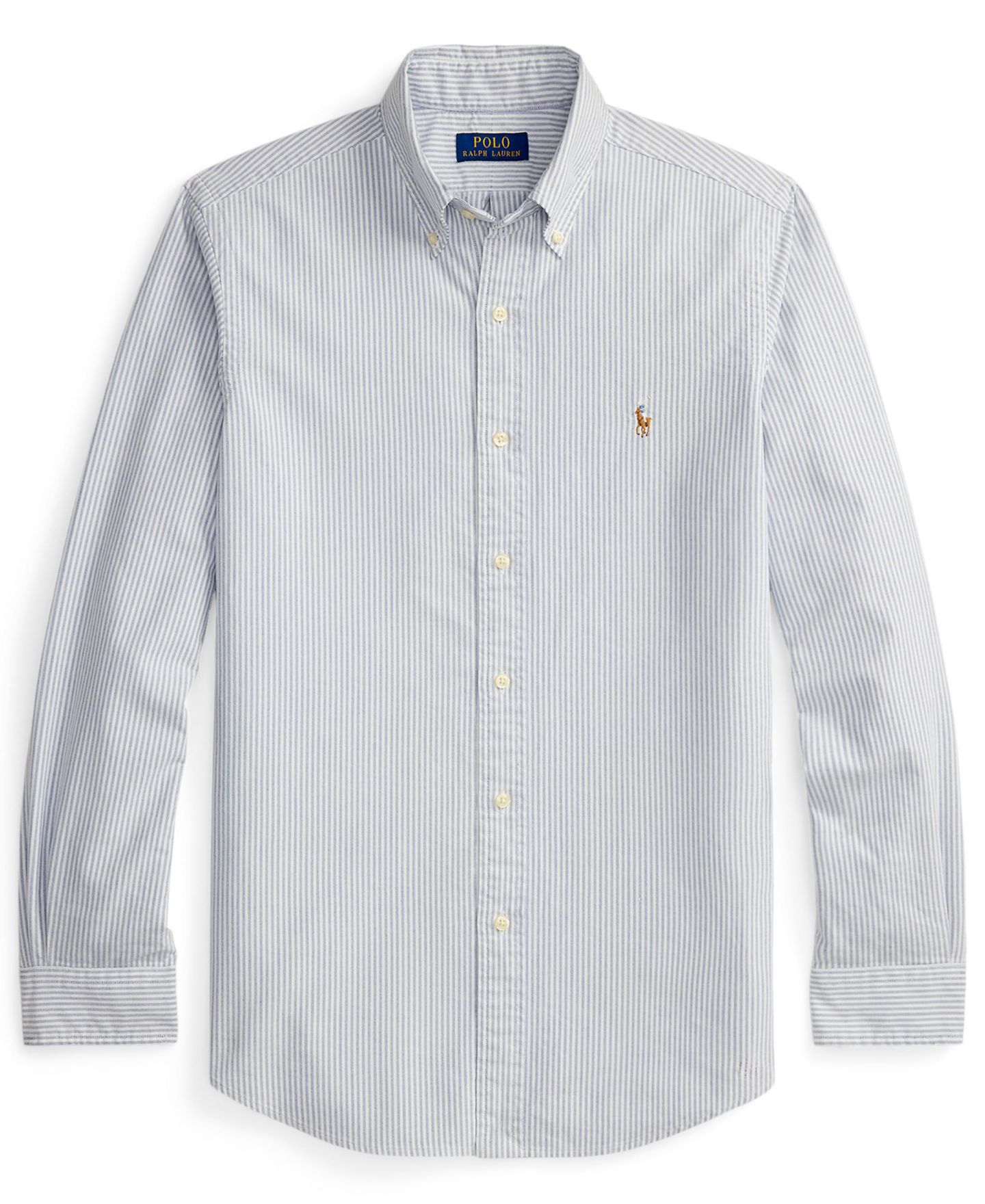 Мужская рубашка Polo Ralph Lauren Classic-Fit Plaid Brushed Oxford, цвет: Тёмно-синий белый — фото 4