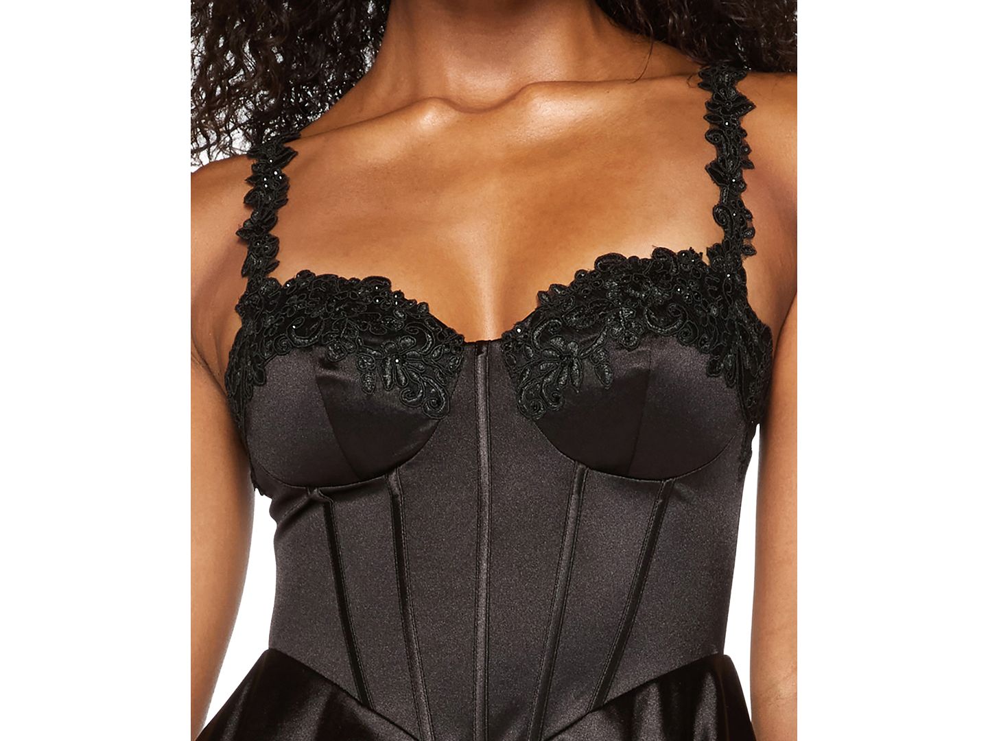 Женское платье B Darlin Juniors' Satin Corset Mini, цвет: Чёрный — фото 5