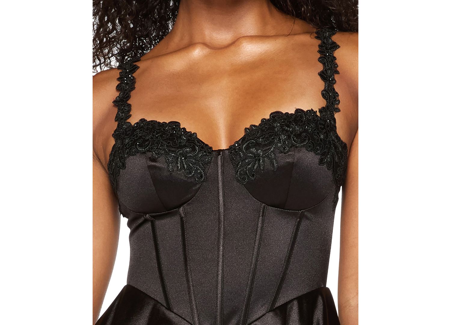 Juniors' Satin Corset Mini Dress
