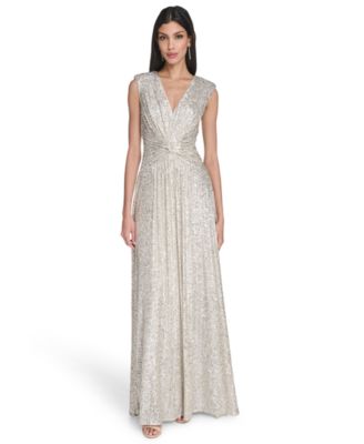 Petite Sequin V-Neck Twist-Waist Gown