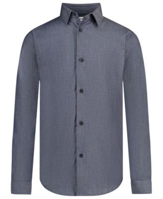 Boys' 8-20 Stretch Chambray Cotton-Blend Long-Sleeve Dress Shirt