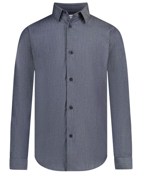 Рубашка Calvin Klein Stretch Chambray Cotton-Blend Long-Sleeve Dress Shirt для мальчиков, цвет: Тёмный синий