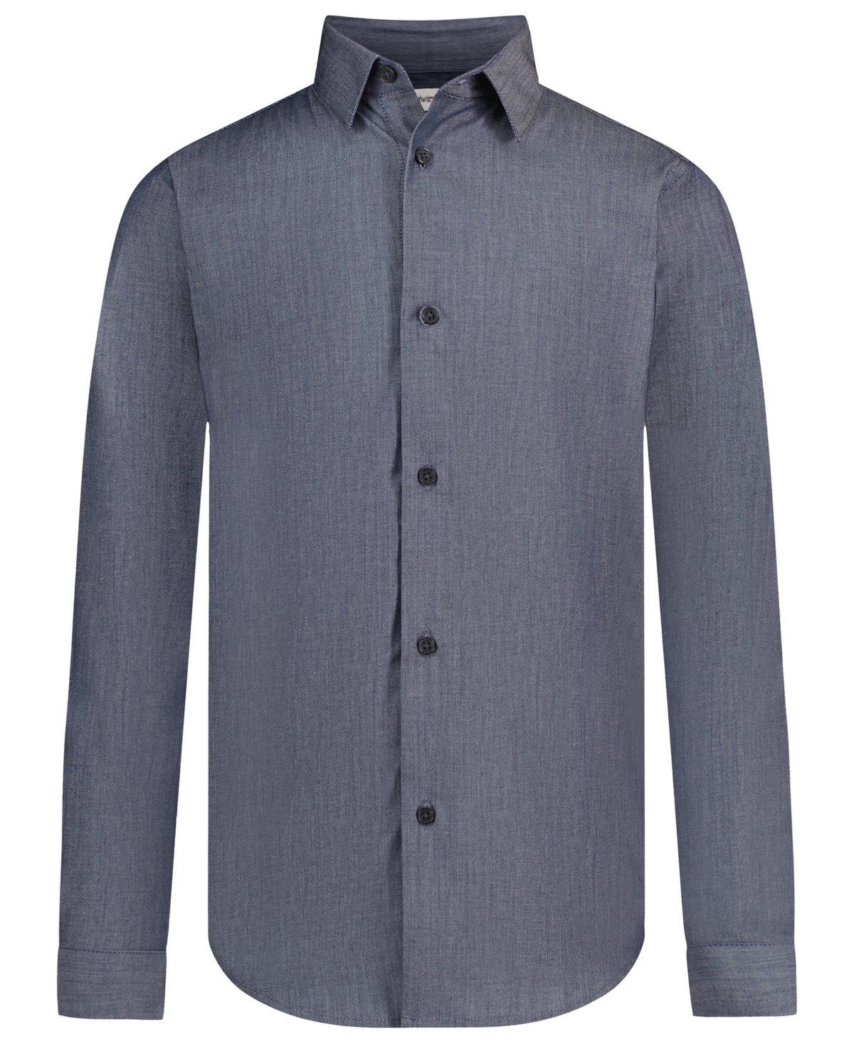 Calvin Klein Boys' 8-20 Stretch Chambray Cotton-Blend Long-Sleeve Dress Shirt - Dark Blue