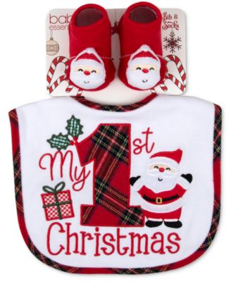My 1st Christmas Holiday Bib and Socks, 2-Piece Set