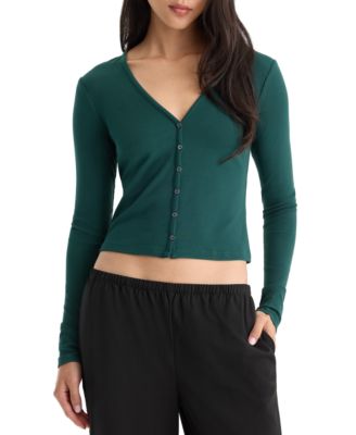 Women's Rib V-Neck Cardigan 