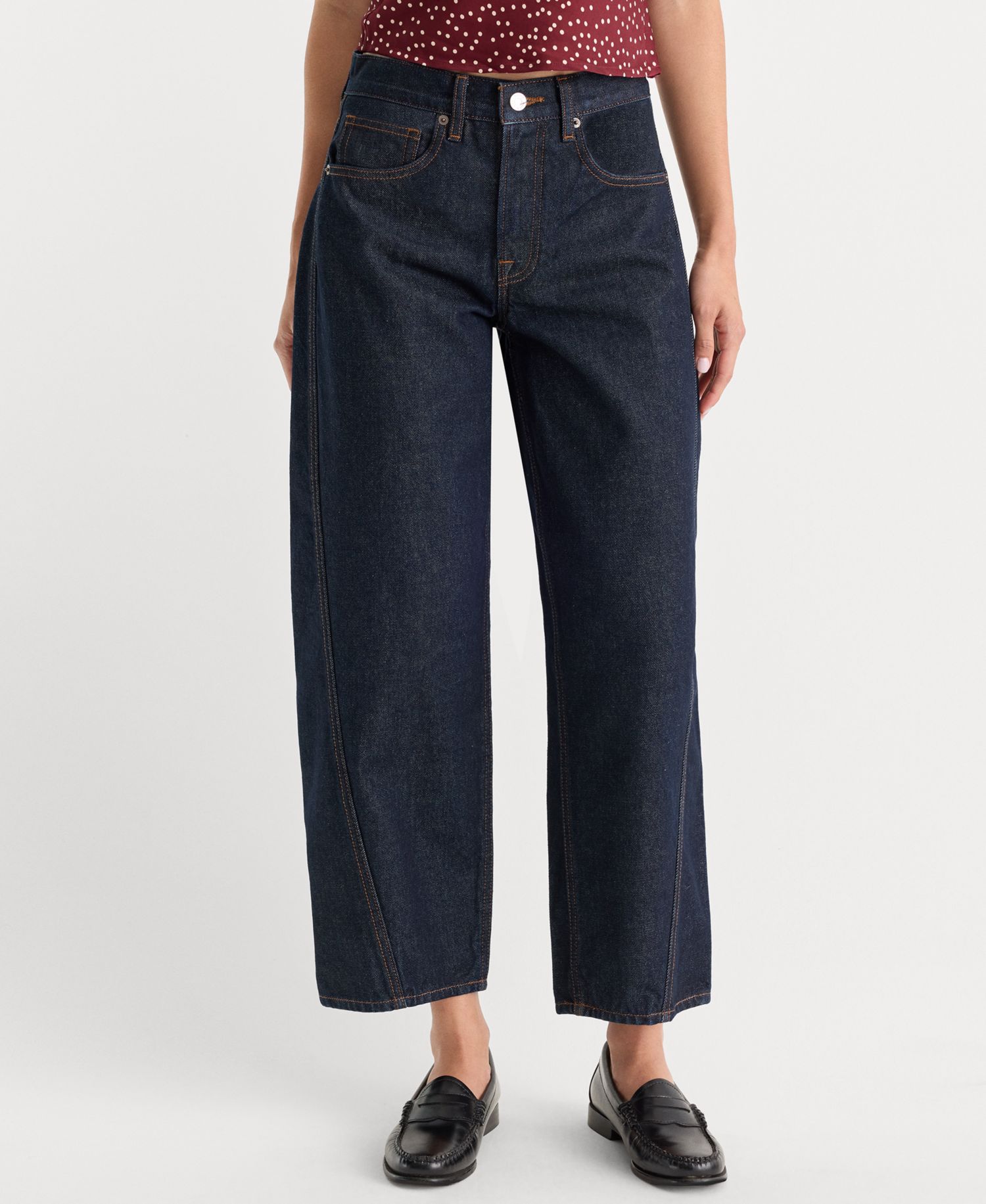 Women's Vintage Barrel Ankle High-Waisted Jeans