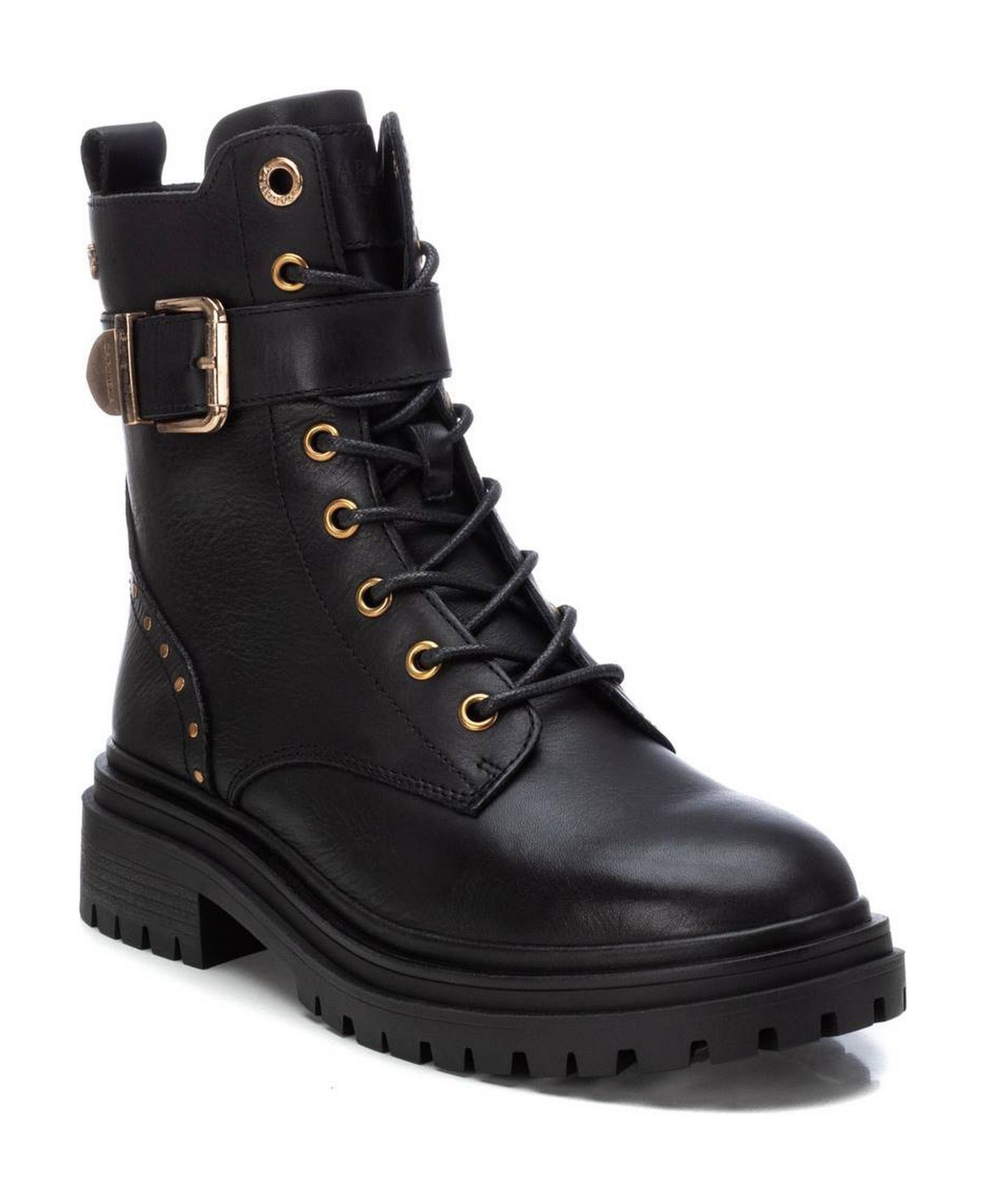 Женские ботинки XTI Casual Leather Combat Booties Carmela Collection, цвет: Чёрный — фото 1