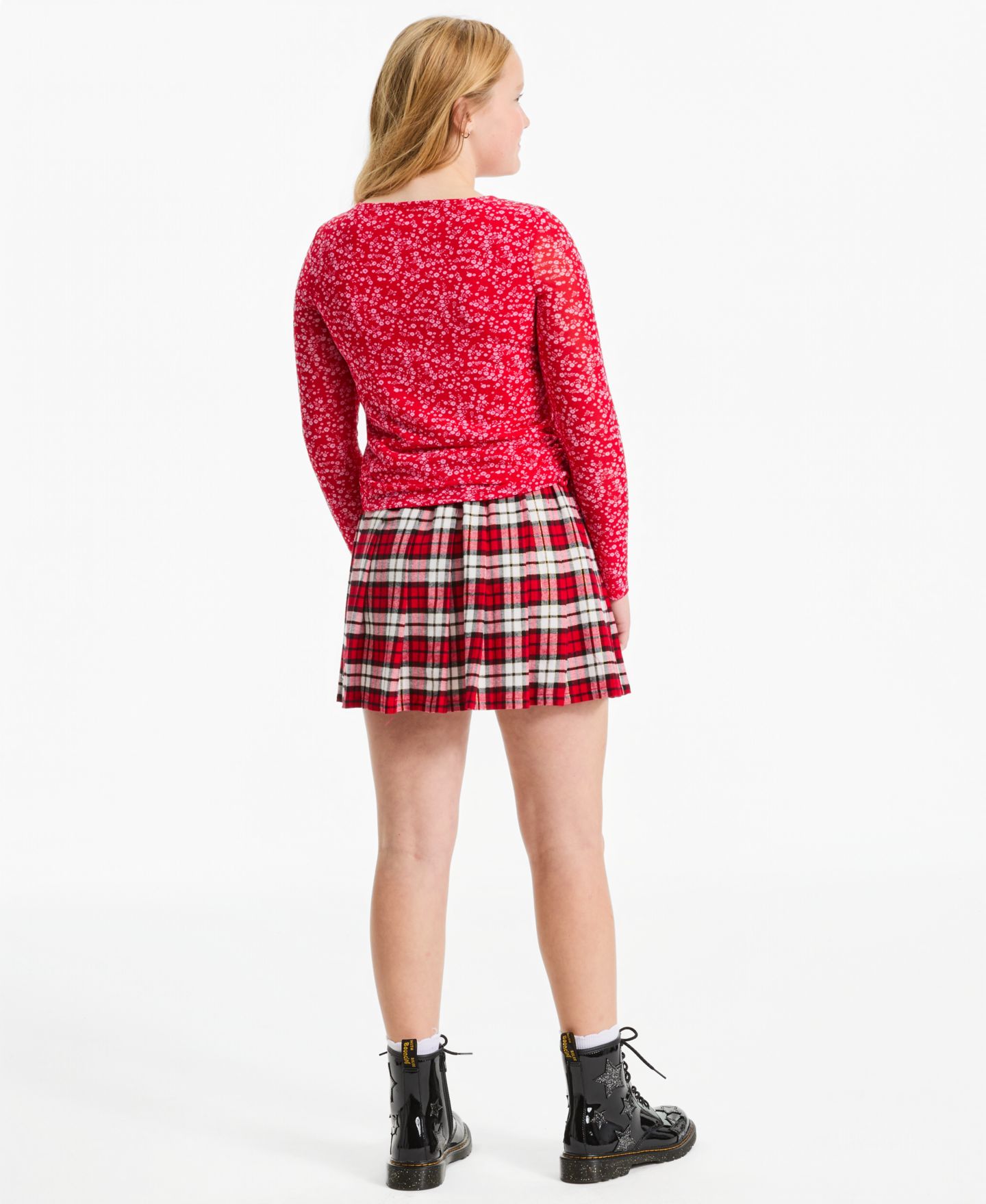 Футболка Epic Threads Floral Long-Sleeve Fitted для девочек, цвет: Вишнёвый — фото 4