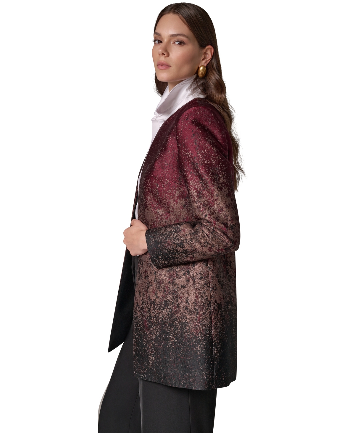 Donna Karan New York Women's Collarless Shoulder-Pad Blazer
