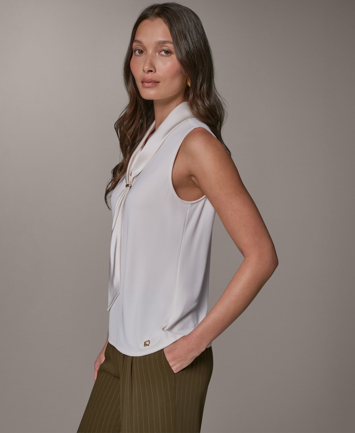 Women's Sleeveless V-Neck Satin Blouse