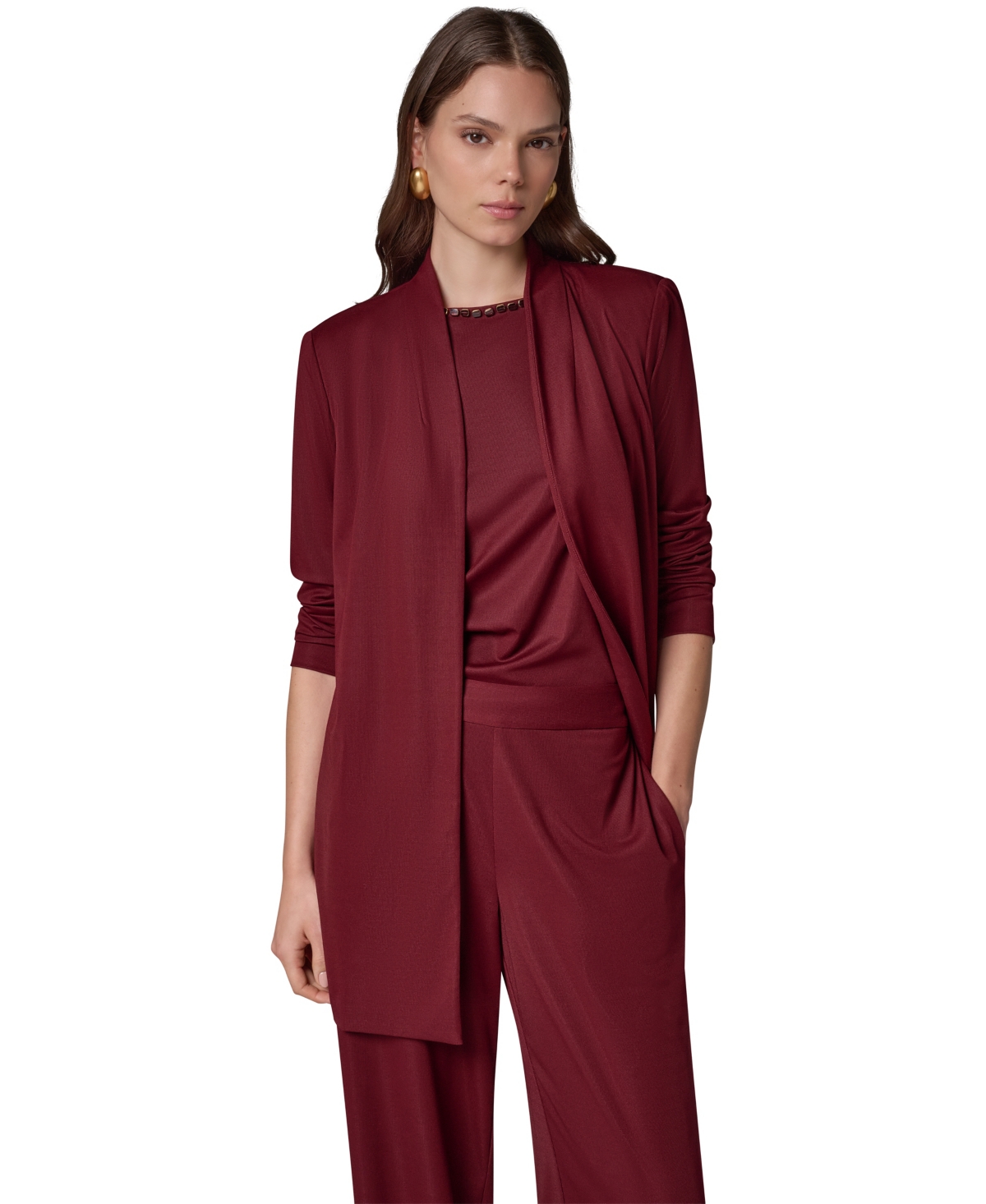 Donna Karan New York Women's Knit Belted Collarless Blazer