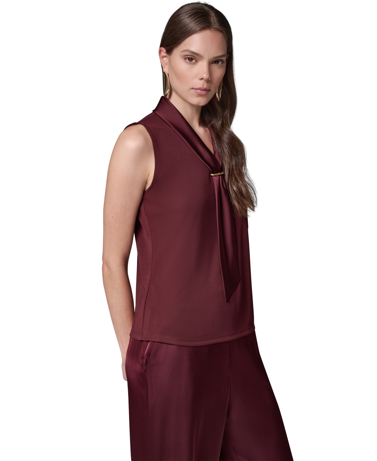 Donna Karan New York Women's Sleeveless Tie-Neck Blouse