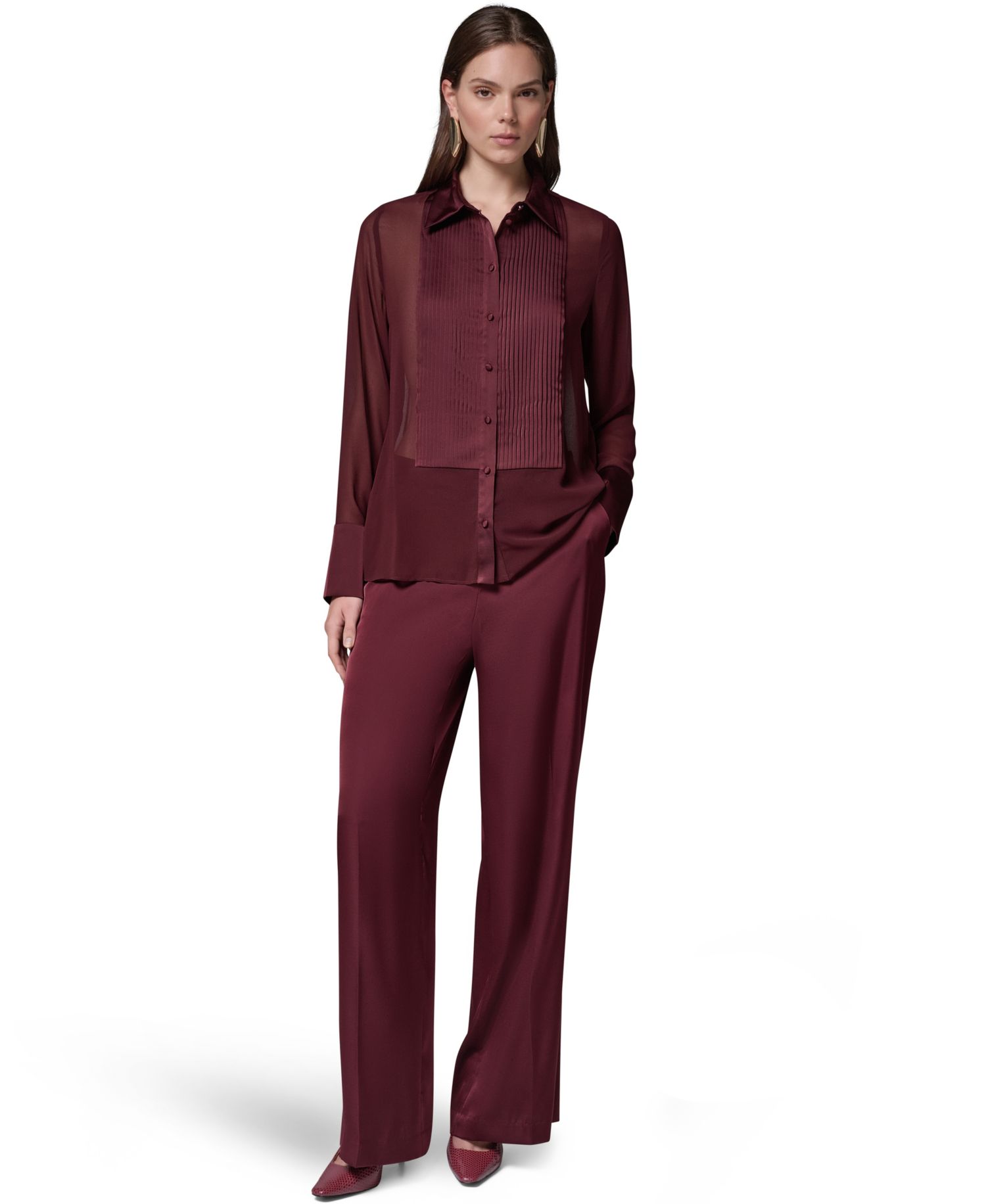 Women's Long-Sleeve Sheer Blouse