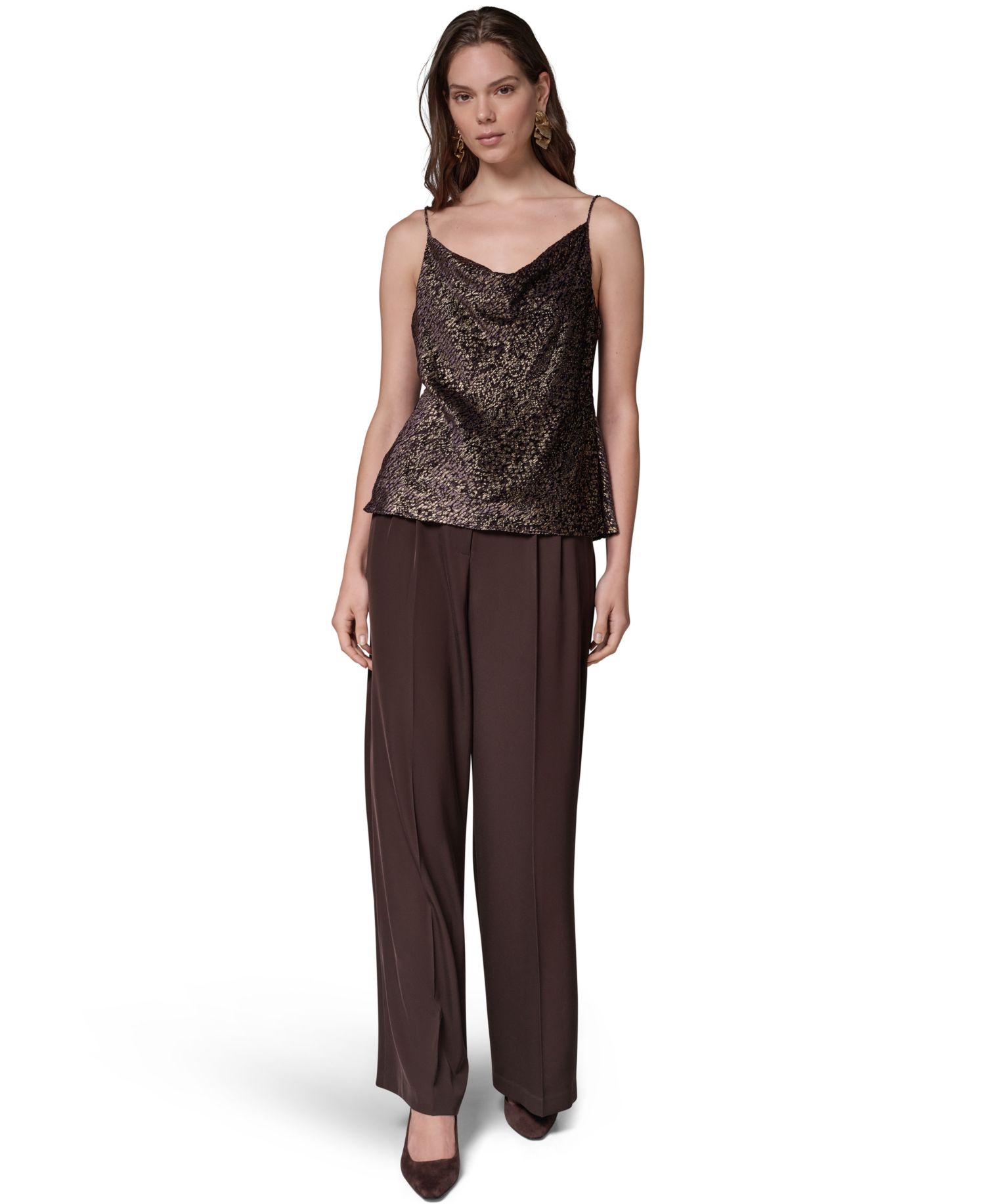 Women's Cowl Neck Metallic Camisole