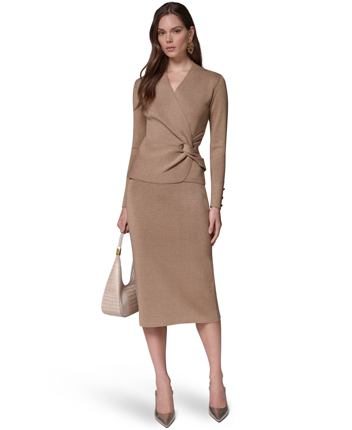 Women's V-Neck Long-Sleeve Fitted Sweater
