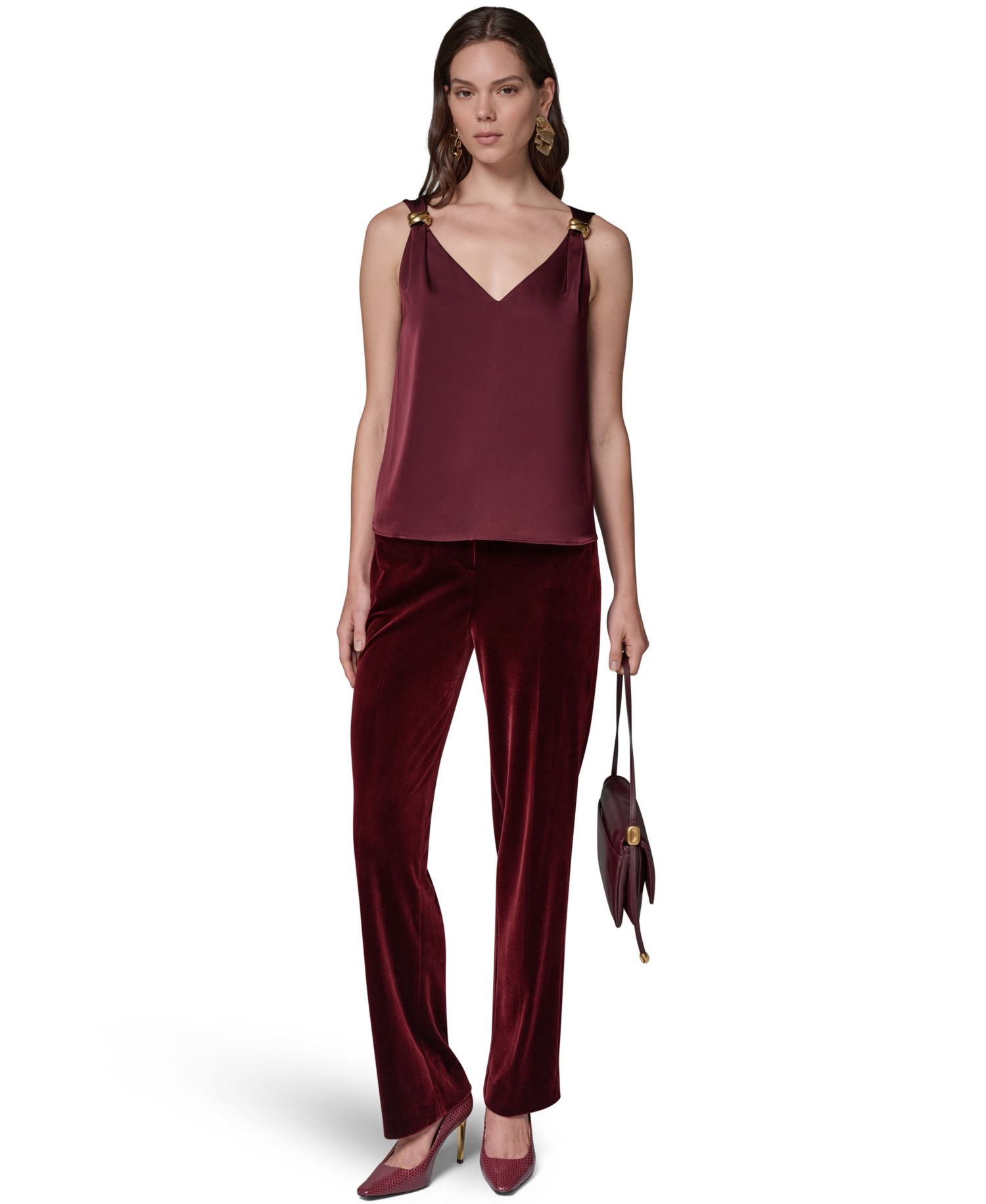 Women's Sleeveless V-Neck Satin Blouse