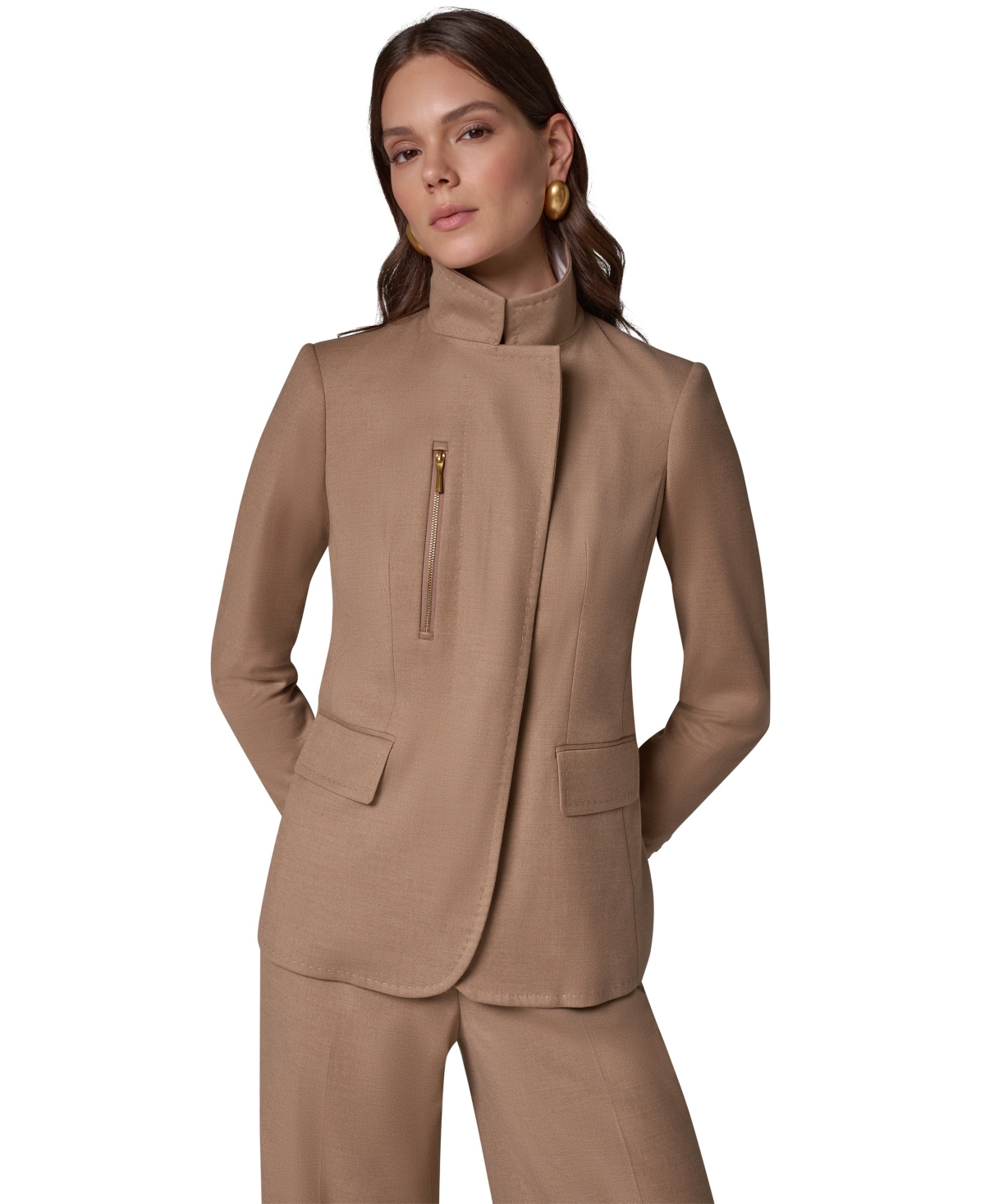 Donna Karan New York Women's Asymmetrical Zip Shoulder-Padded Blazer