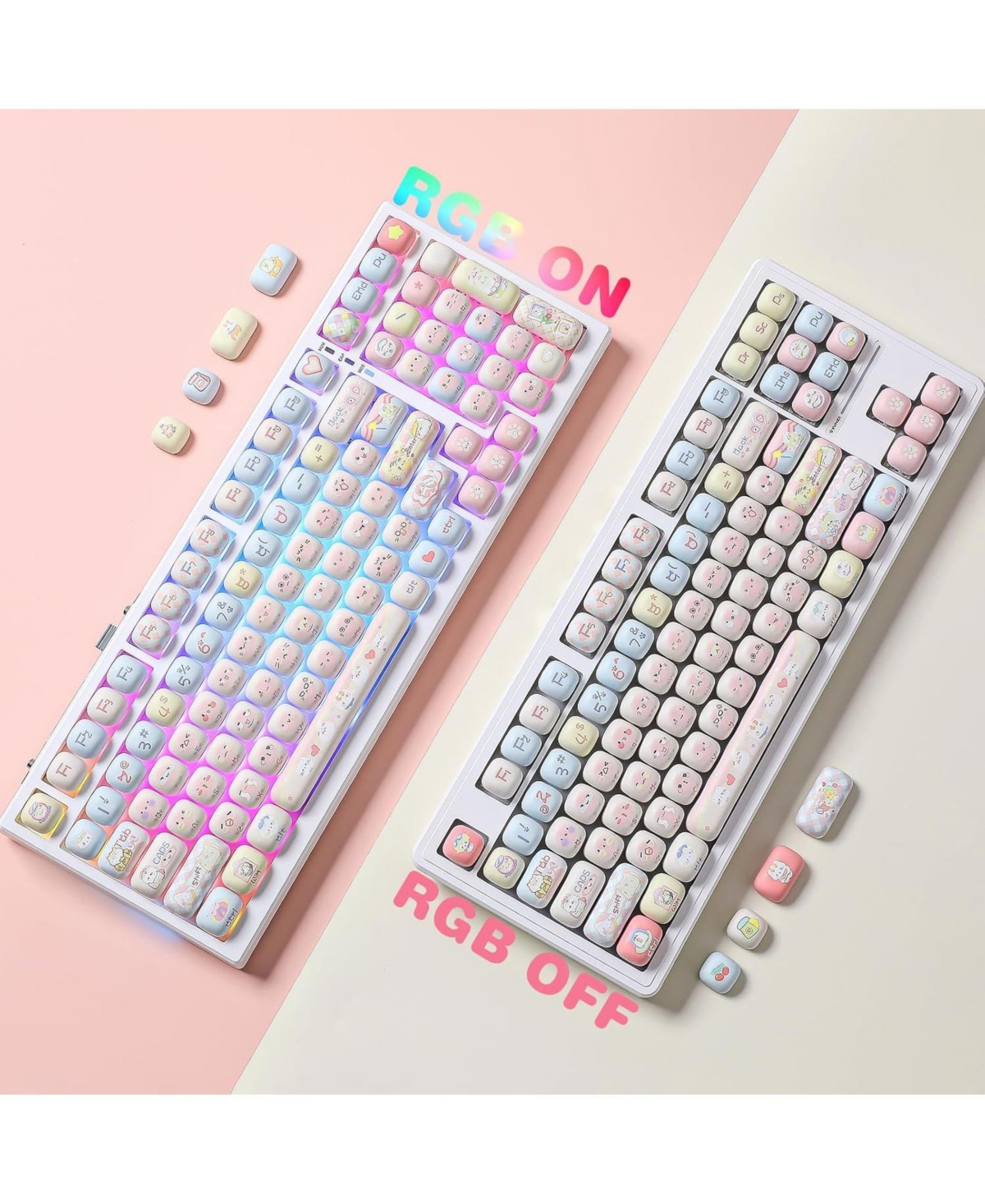Ipason Cute Kitten Pbt Mog Profile Keycap Set Compatible with Mx Switches