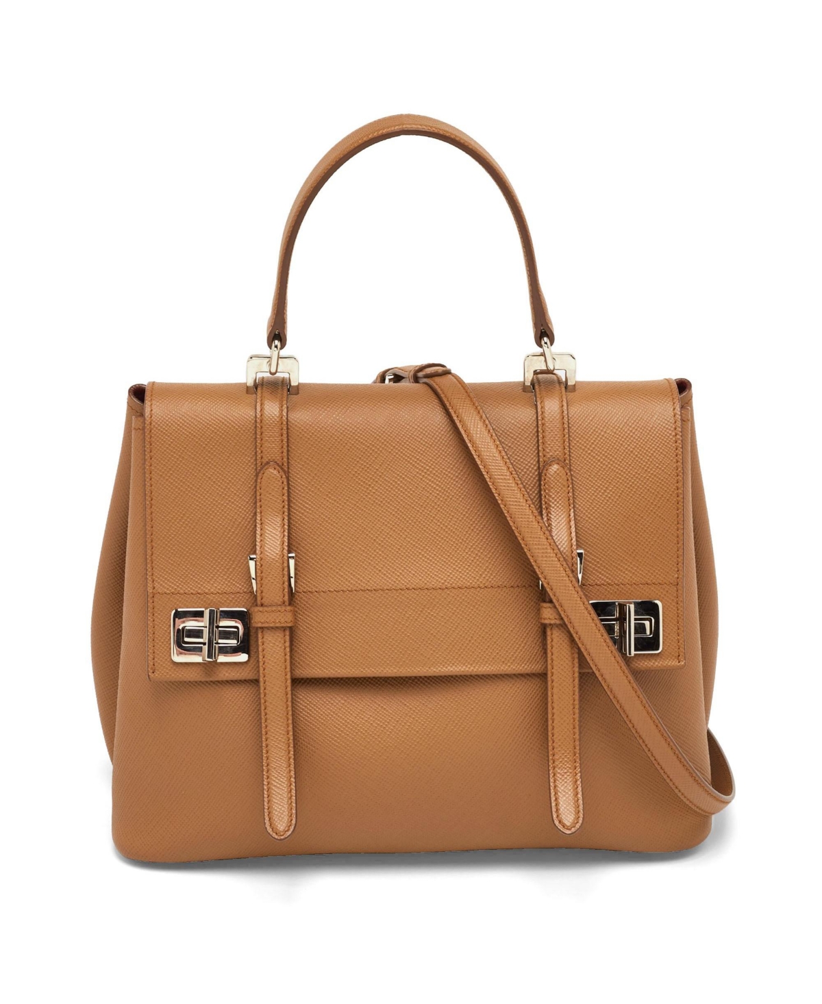 Pre-Owned Prada Textured Leather Turn-Lock Top Handle Satchel