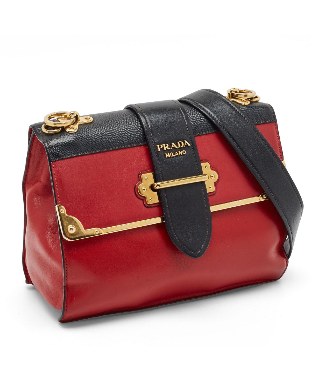 Pre-Owned Prada Women's Cahier Two-Tone Leather Shoulder Bag