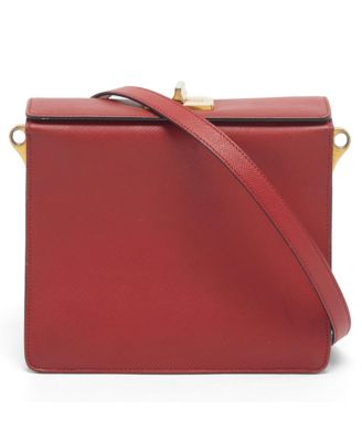 Women's Saffiano Leather Turnlock Box Shoulder Bag
